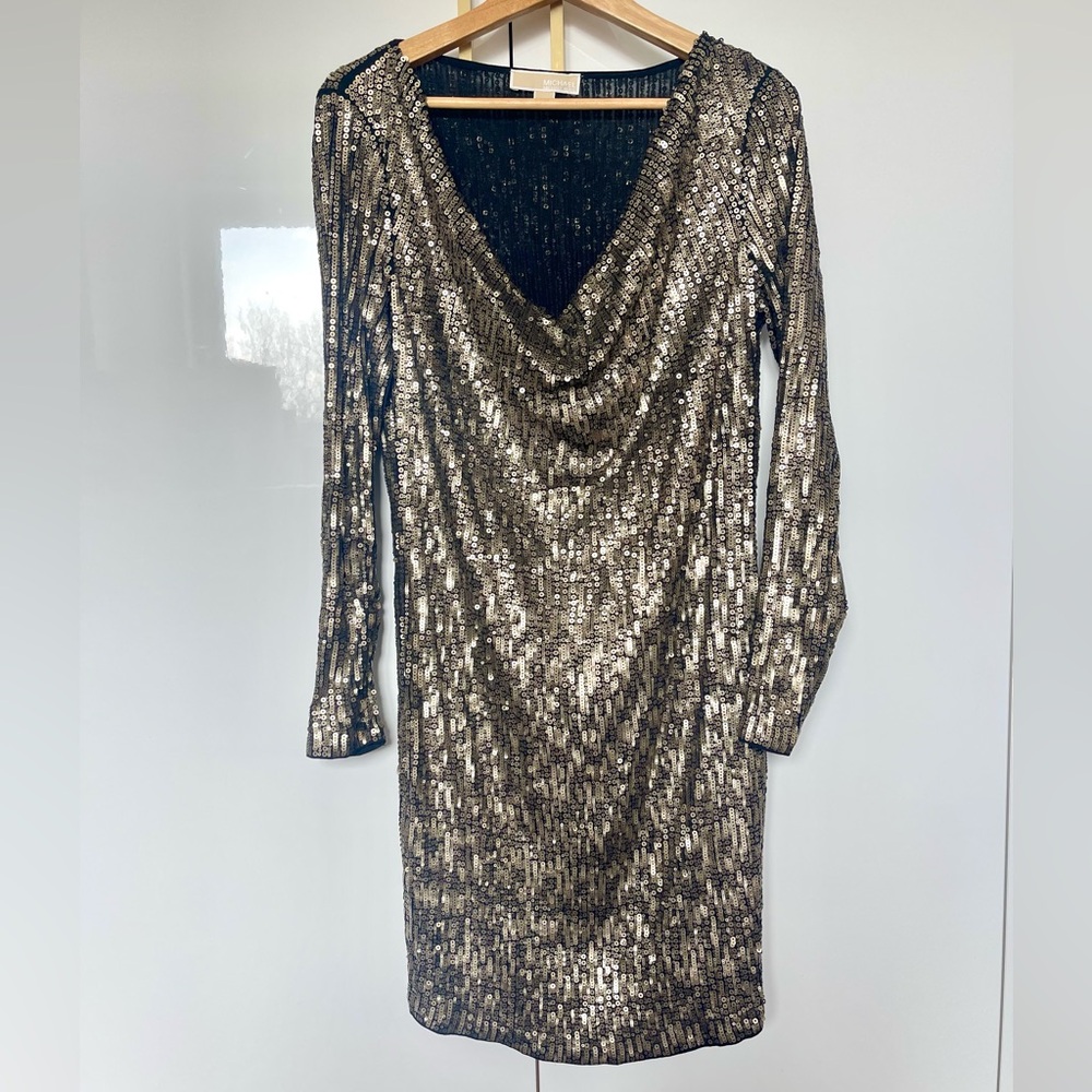 Michael Kors gold sequins dress Medium